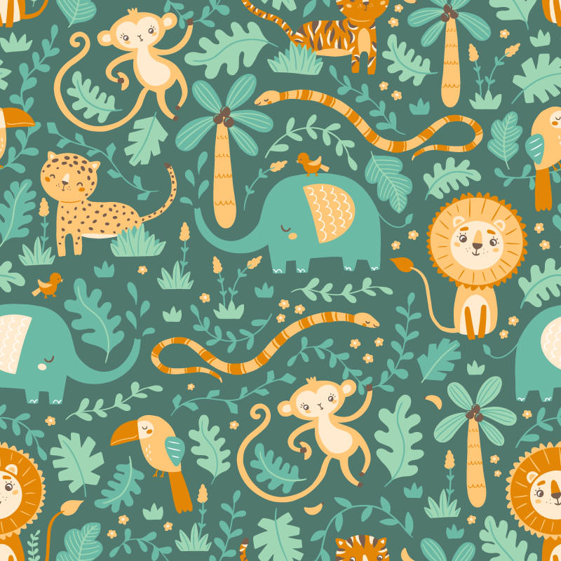 Wesołe zielone zwierzaki