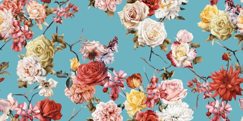 Róże na niebieskim tle