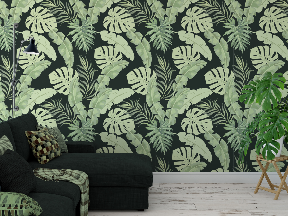Tapeta - Liście w ciemnej tonacji - fototapeta.shop
