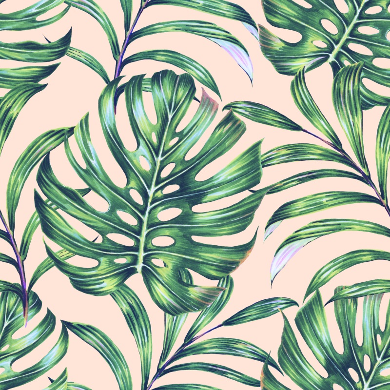 Zielone palmy na różowym tle