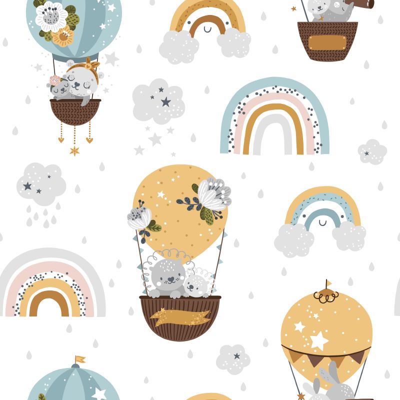 Zwierzątka w balonach i tęcze