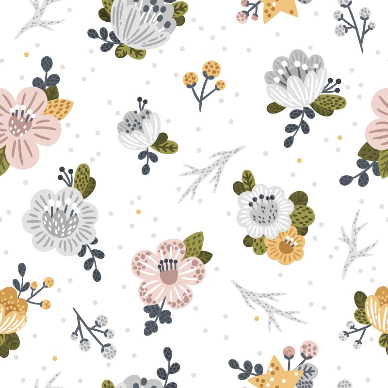 Różowo-szare malowane kwiaty