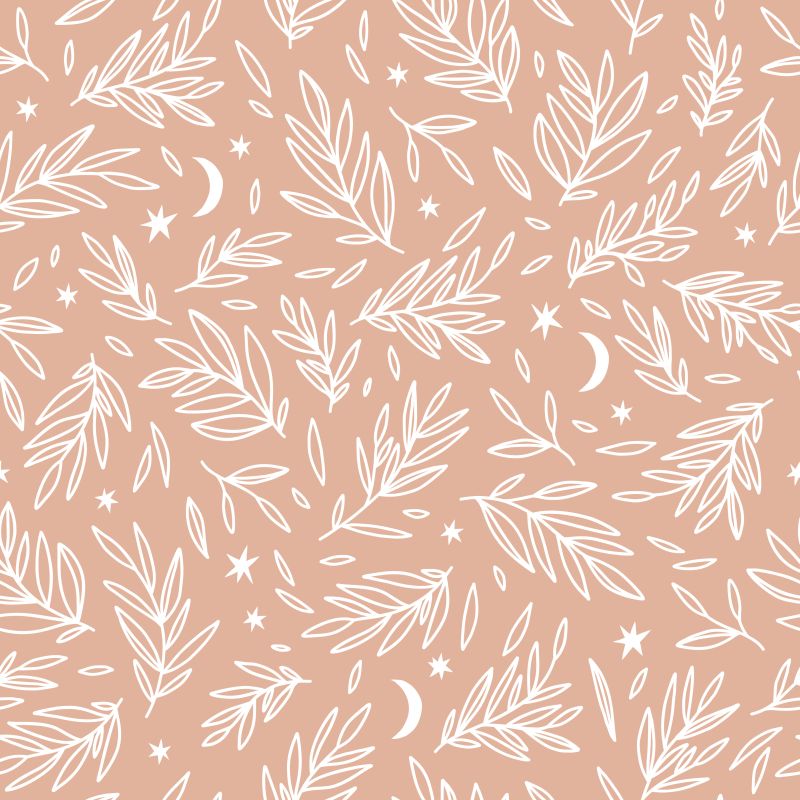 Listki i gałązki na różowym tle