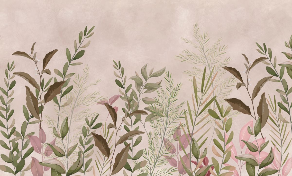 Łąka kwietna na przecieranym, beżowym tle