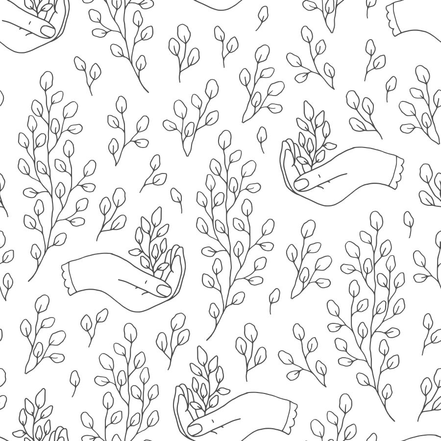 Drobny szkic listków na dłoni