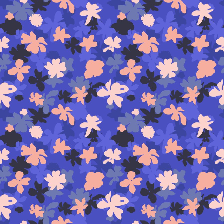 Niebiesko różowe wycinanki kwiatowe