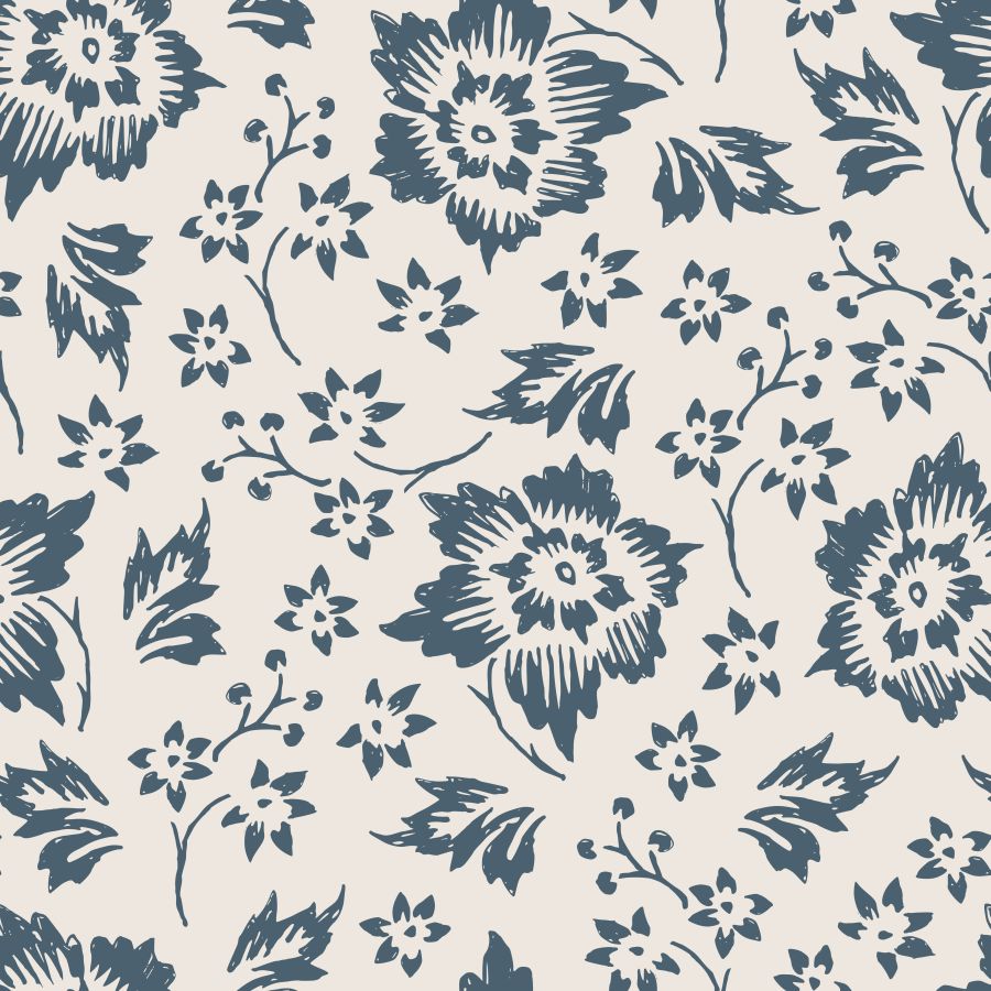 Szaroniebieskie kwiaty na beżowym tle