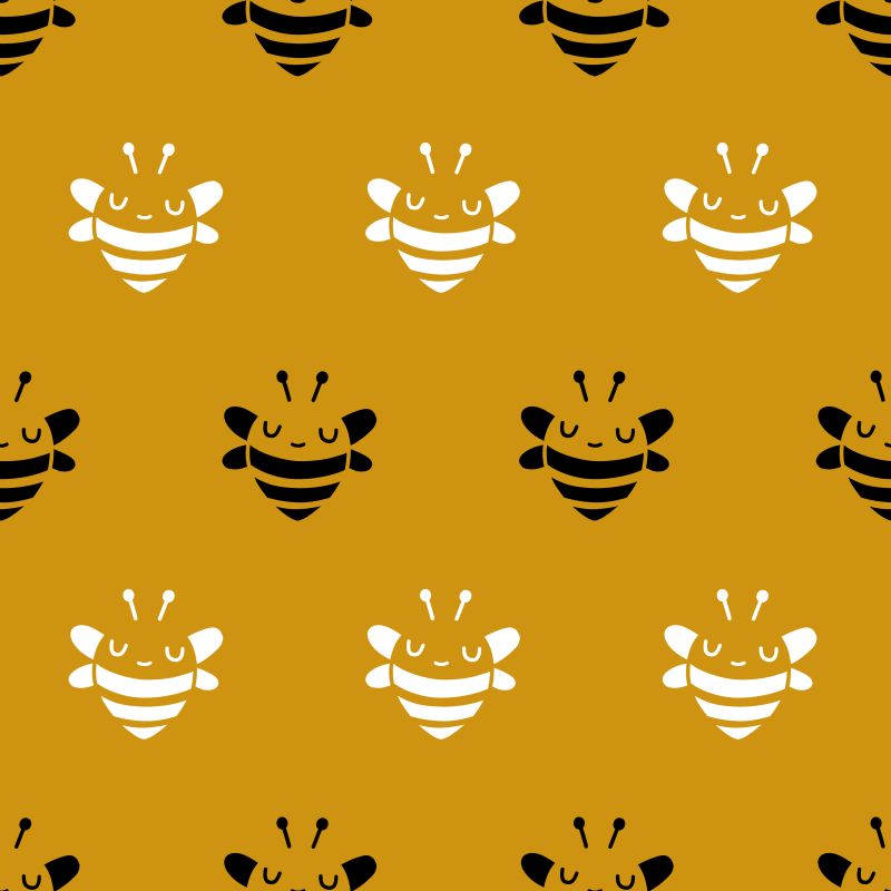 Biały i czarny wzorek z pszczół
