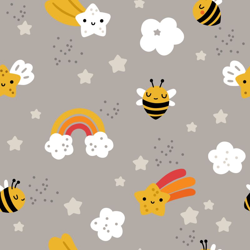 Komety i pszczoły na beżowym tle