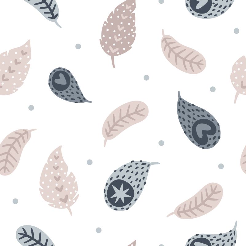 Liście, piórka, kropeczki