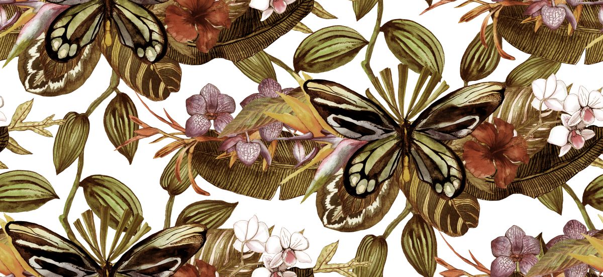 Motyle i liście w brązach