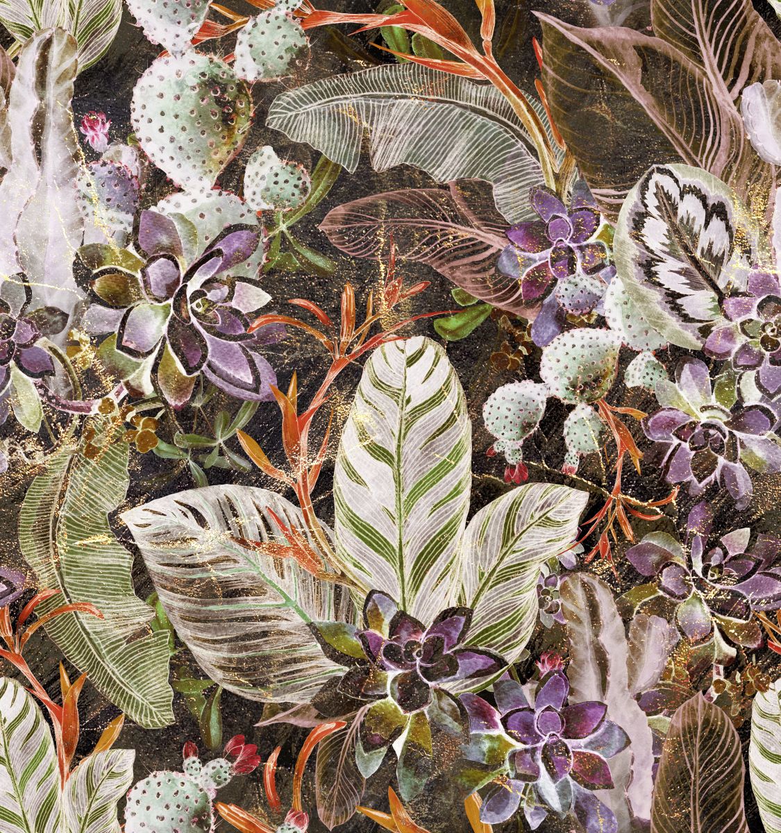 Kaktusy i kwiaty w stylu vintage