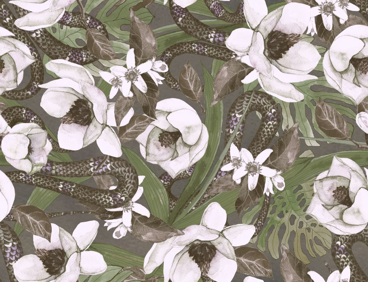 Kwiaty magnolii na brudno-zielonym tle