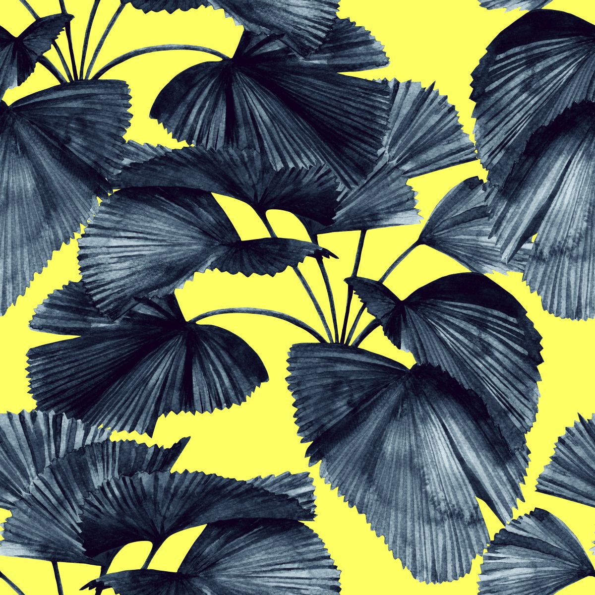 Liście palmy na żółtym tle