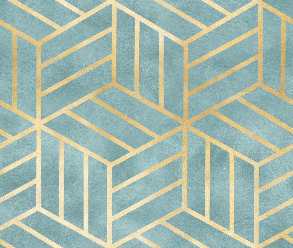 Sześciany w paski na niebieskim tle