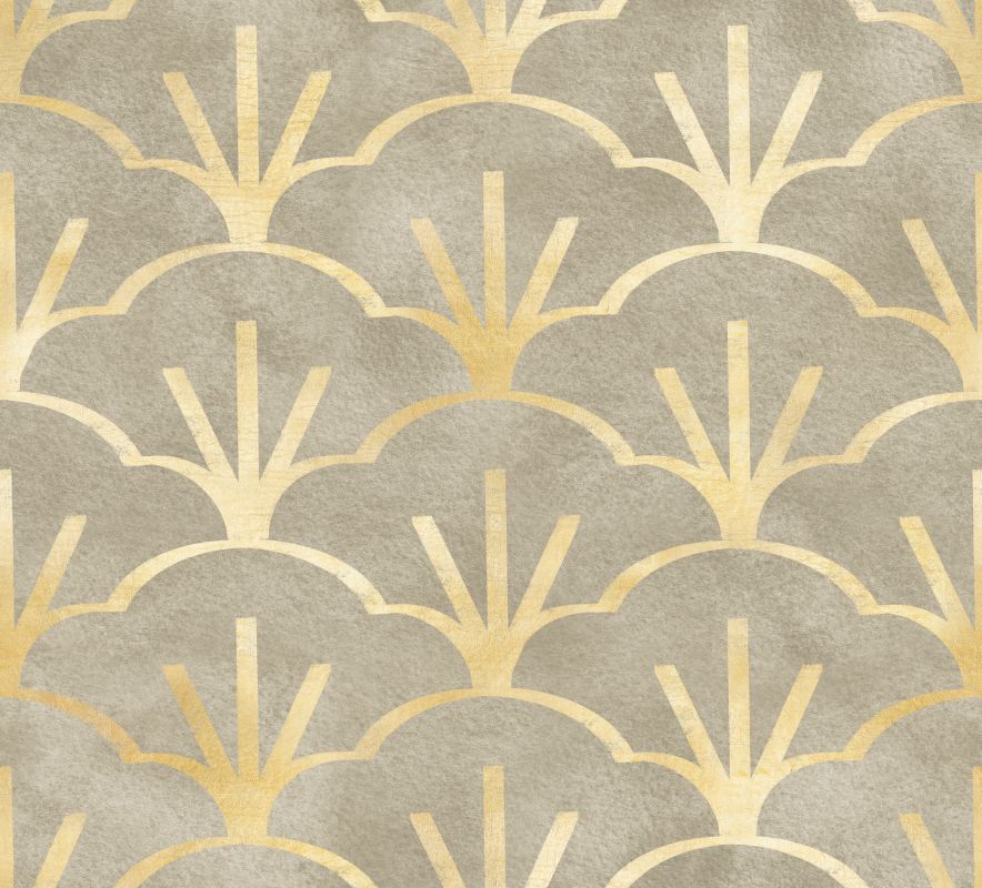 Beżowe chmurki, drzewa na różowym tle