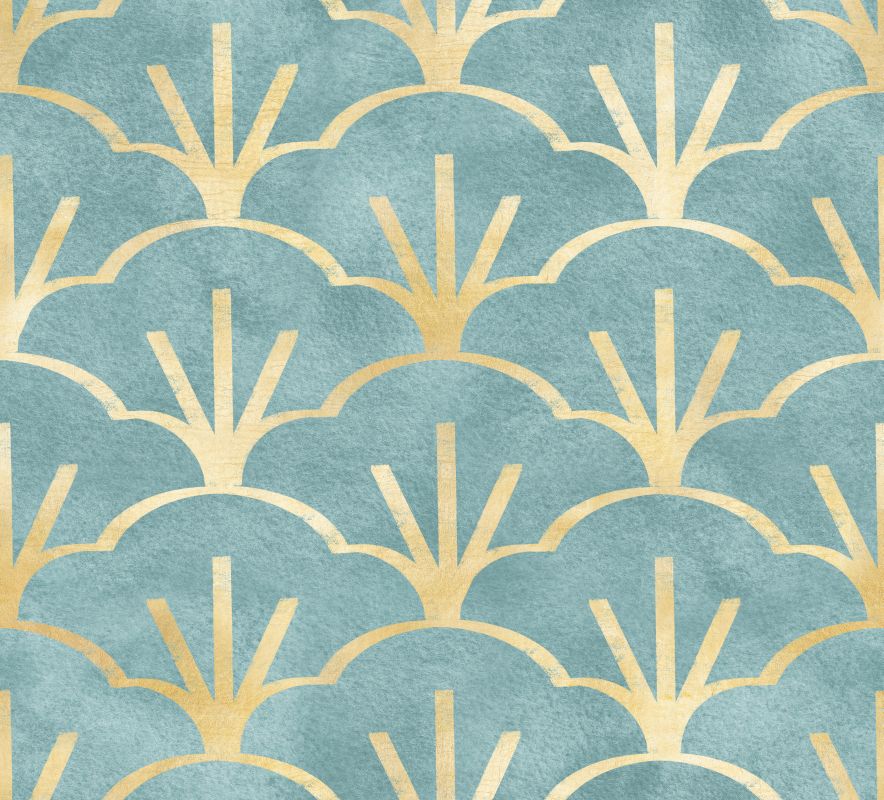 Chmury, drzewa na niebieskim tle