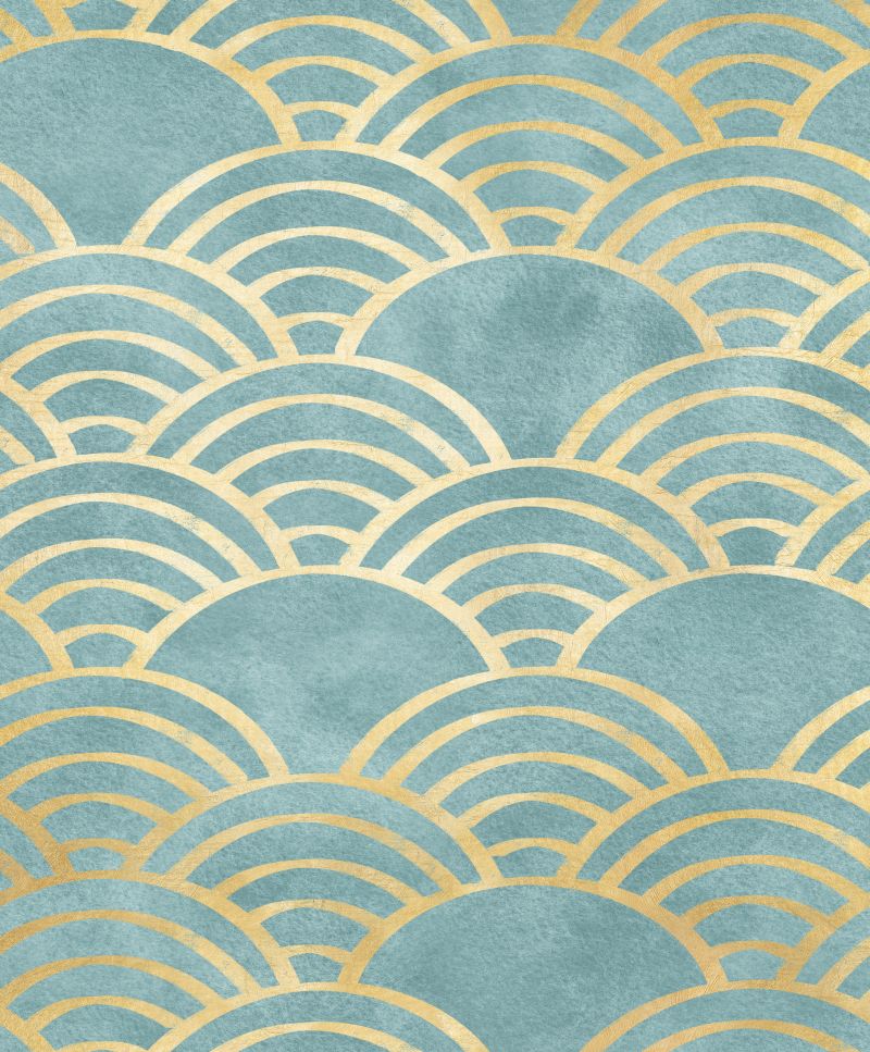 Beżowe łuki, chmury na niebieskim tle