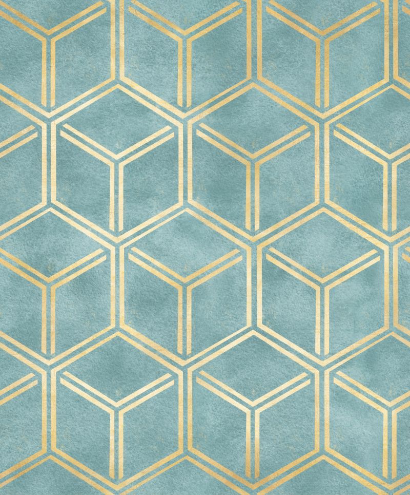 Geometryczny wzór sześcianów na przecieranym niebieskim tle