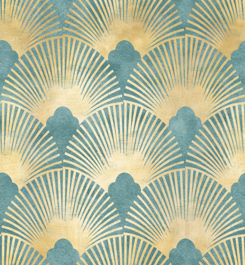 Beżowe promienie, chmurki na niebieskim tle