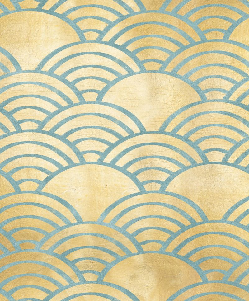 Niebieskie łuki, chmury na beżowym tle