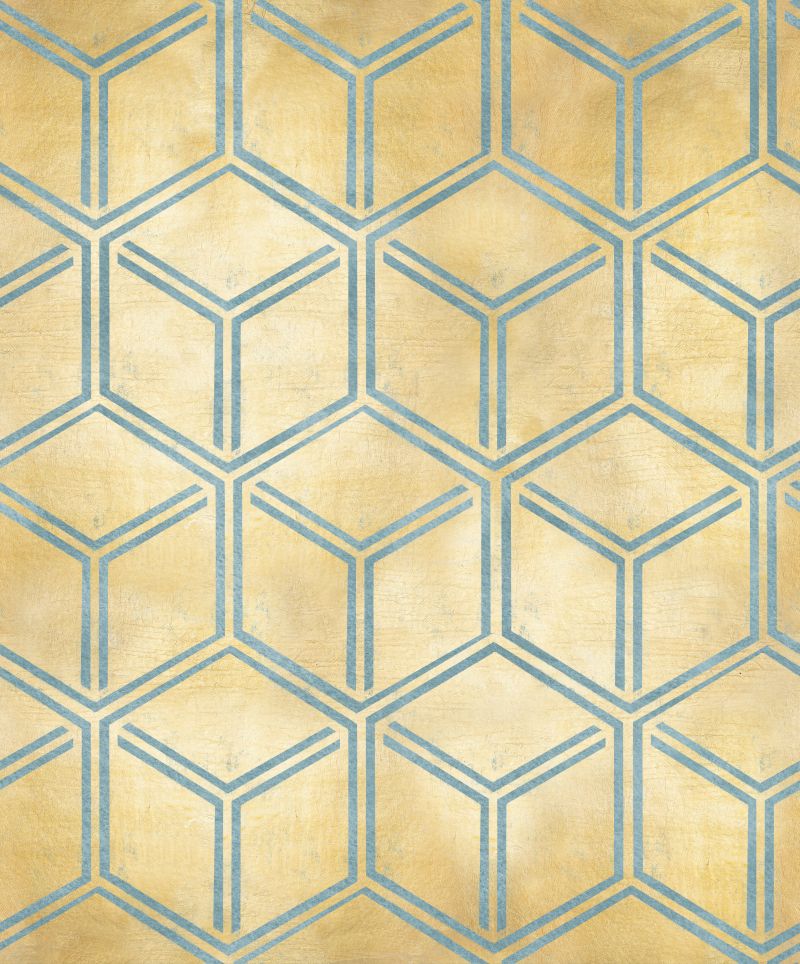 Geometryczny wzór sześcianów na przecieranym beżowym tle