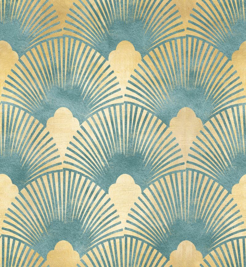 Niebieskie promienie, chmurki na beżowym tle