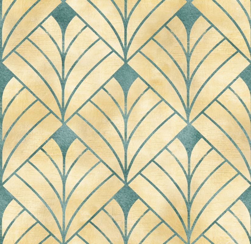 Retro kafle - wzór w odcieniach niebieskiego na beżowym tle