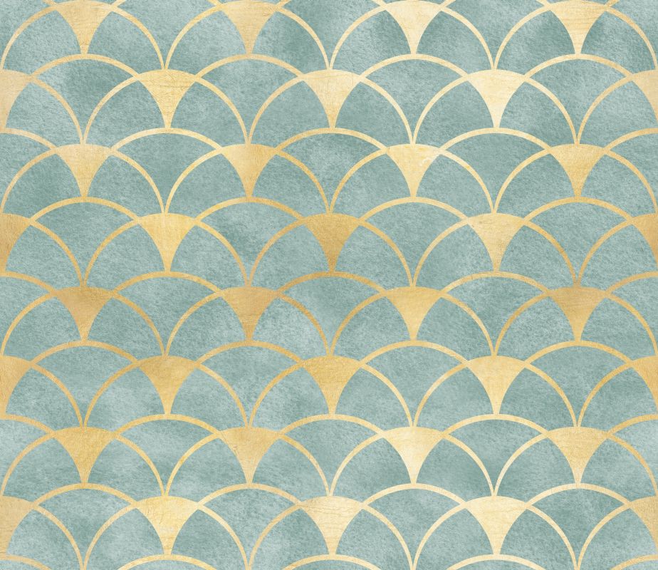 Beżowe łuki i trójkąty na niebieskim tle