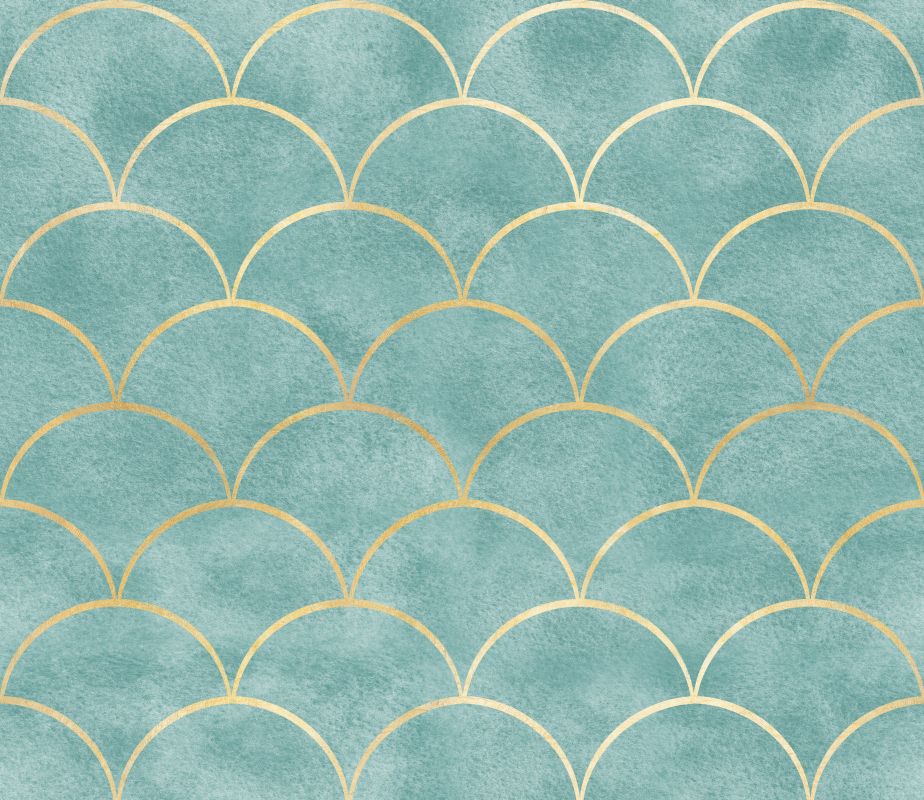 Bezowe łuki, fale na niebieskim tle