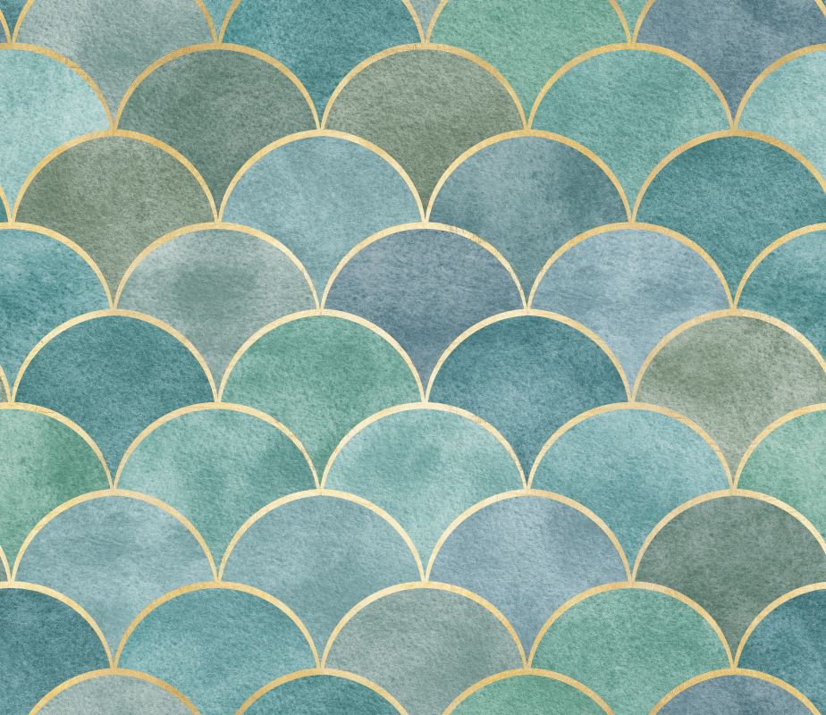 Fale, łuki na niebieskim tle w kilku odcieniach