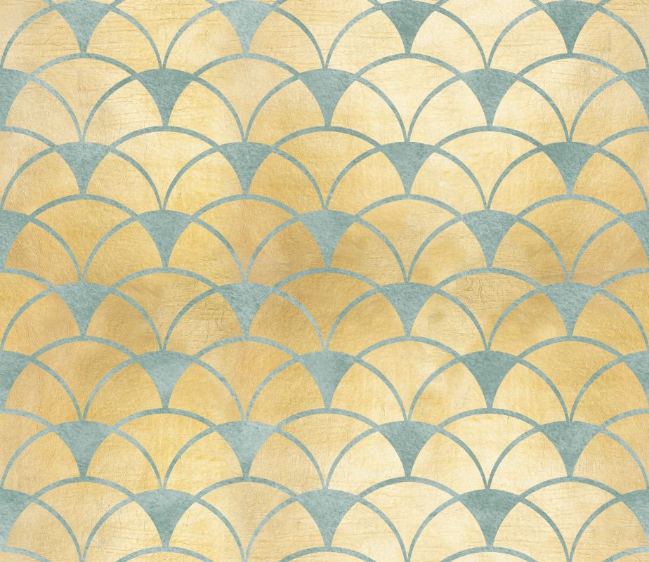 Niebieskie łuki i trójkąty na przecieranym beżowym tle