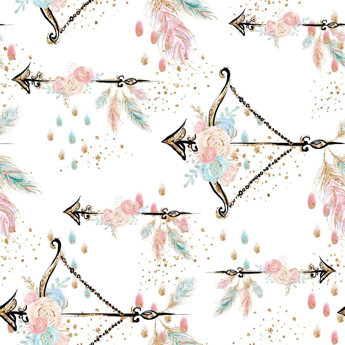 Łuki i strzały z kwiatami