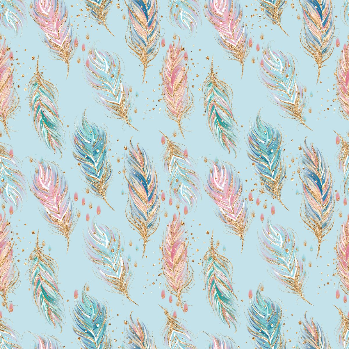 Pastelowe piórka i brokat