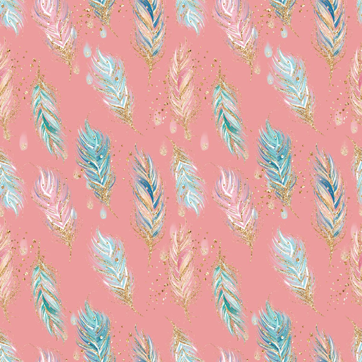 Pastelowe piórka na różowym tle