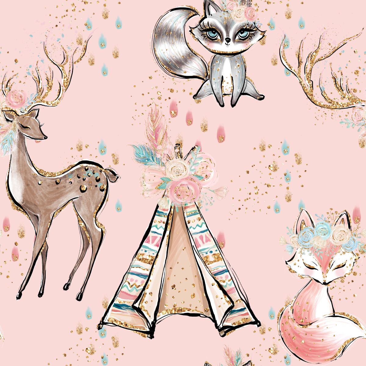 Zwierzątka, strzały i tipi w różu