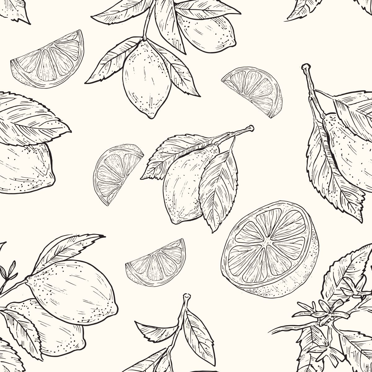 Szkicowane cytryny na beżowym tle