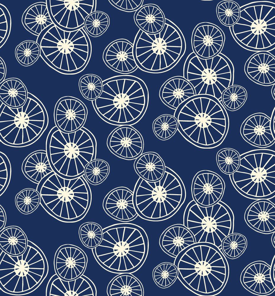 Plastry cytryny - szkic na granatowym tle