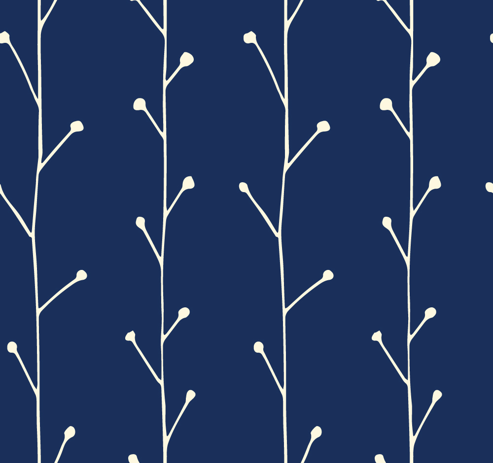 Delikatne gałązki na granatowym tle