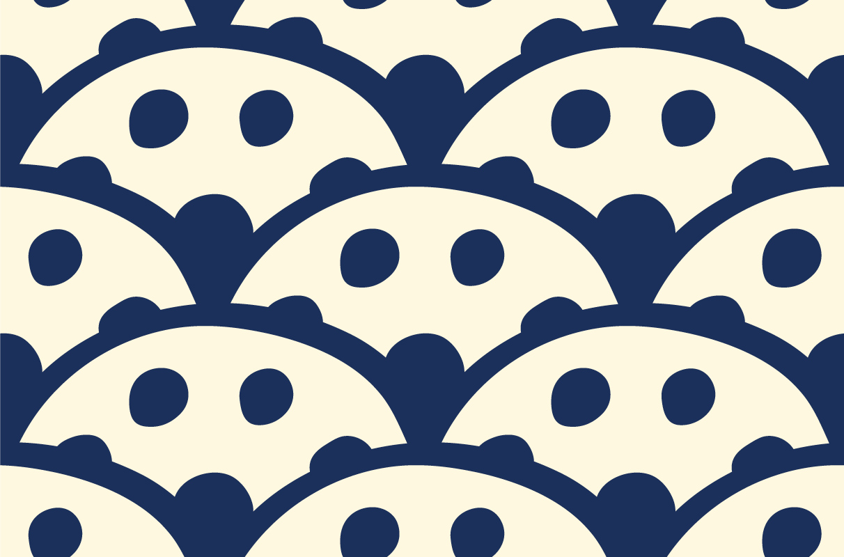 Kropki i łuki w beżu i granacie