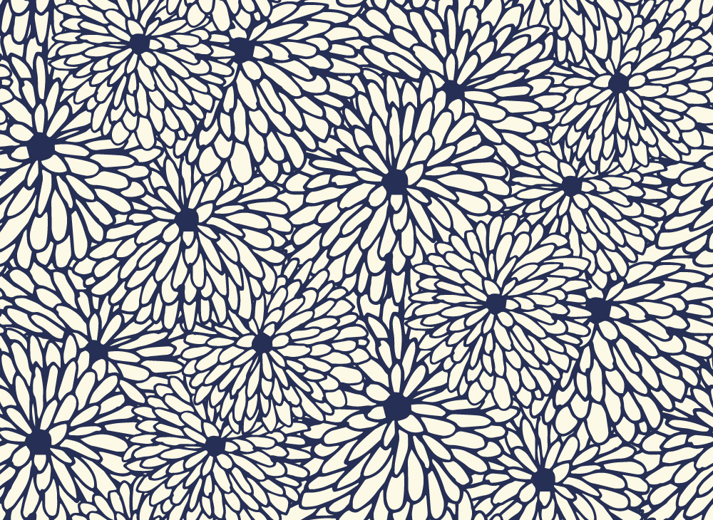 Granatowe chryzantemy na beżowym tle