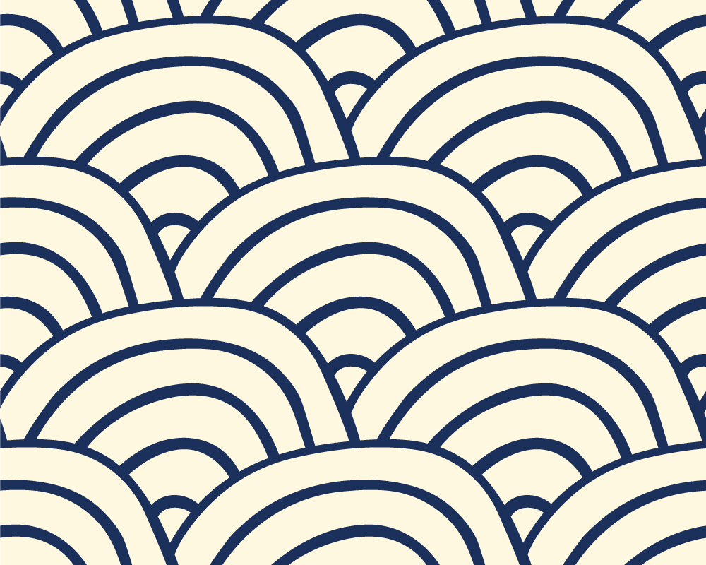 Potrójne granatowe łuki na beżowym tle