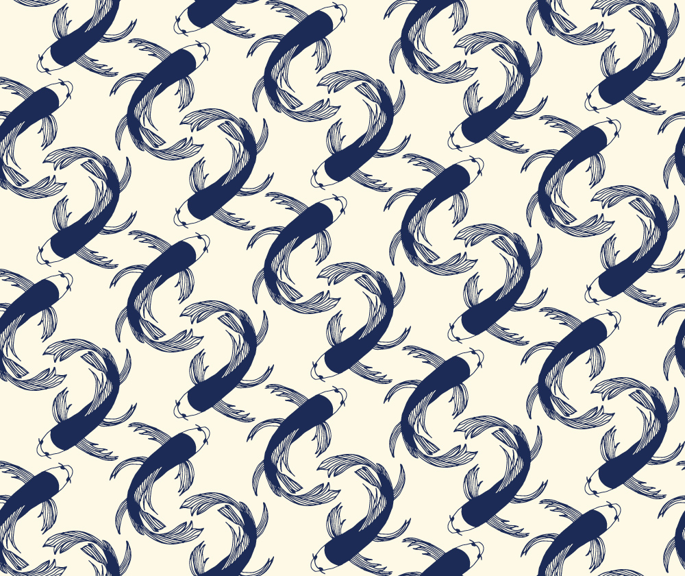 Ciemne, niebieskie ryby na beżowym tle