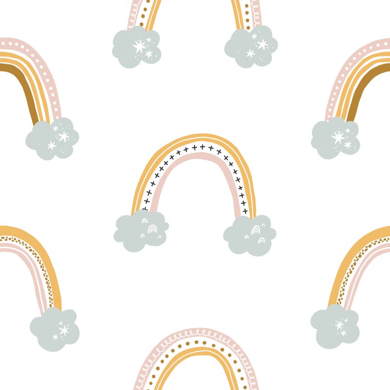 Pastelowe tęcze i chmurki