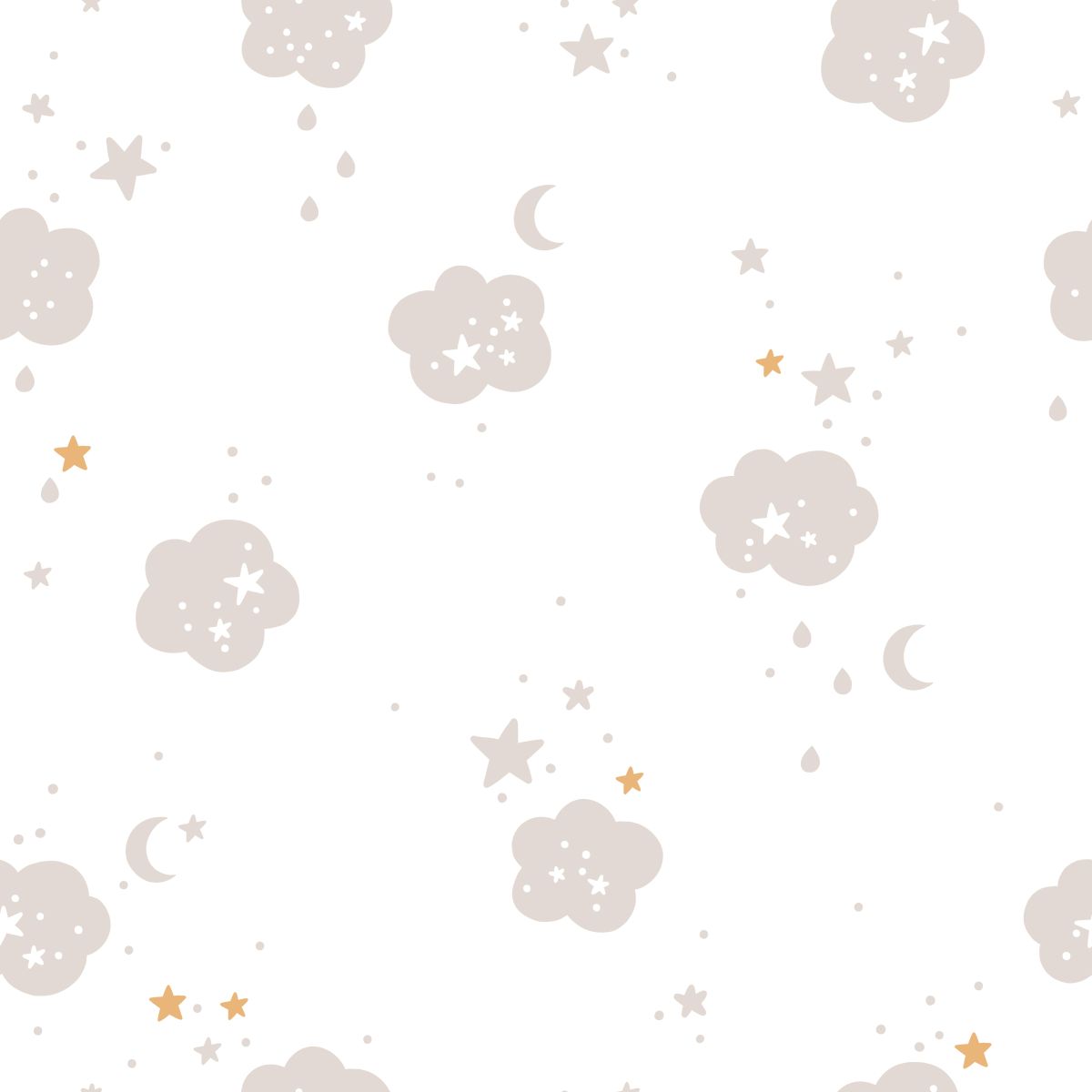 Chmurki i gwiazdki na białym tle