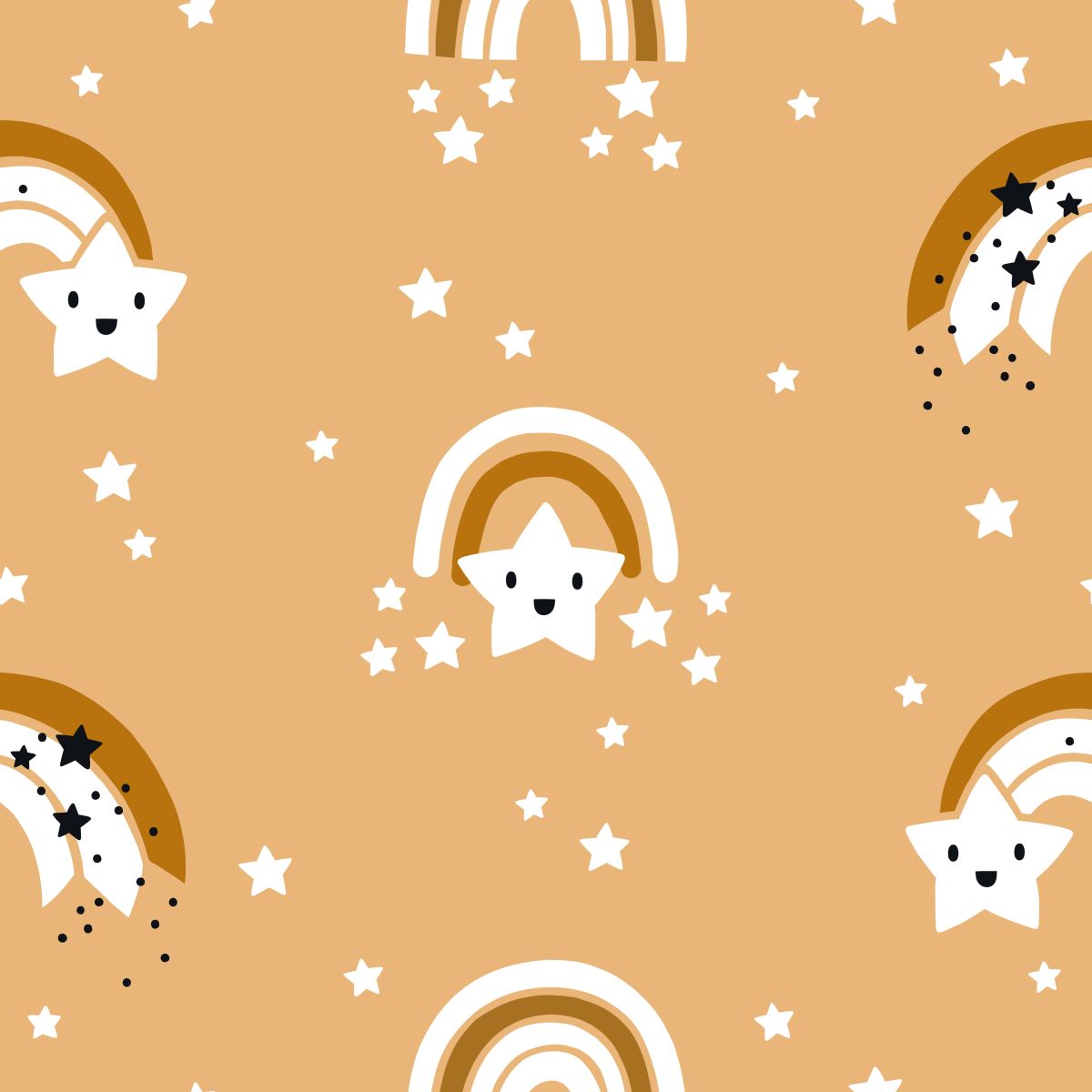 Pastelowe tęcze na pomarańczowym tle