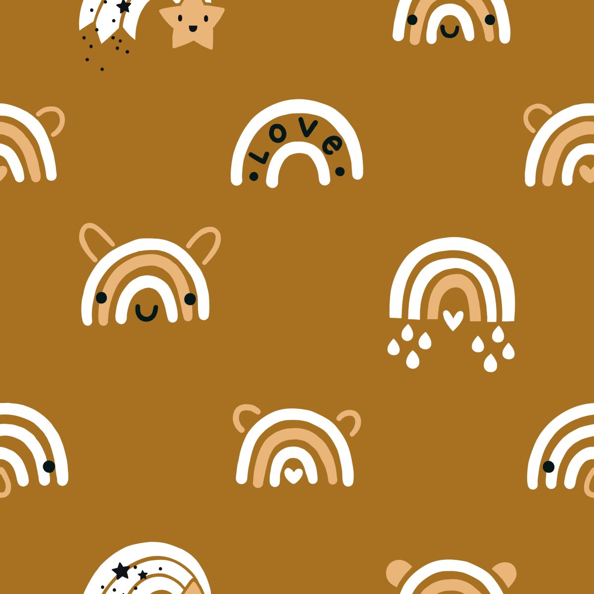 Uszate tęcze na brązowym tle