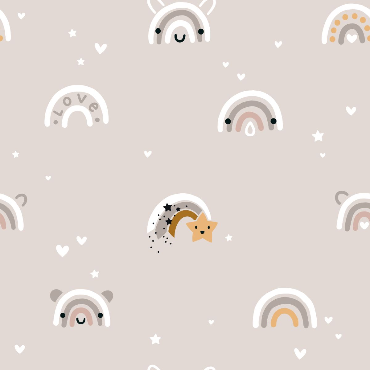 Tęcze i gwiazdy na beżowym tle