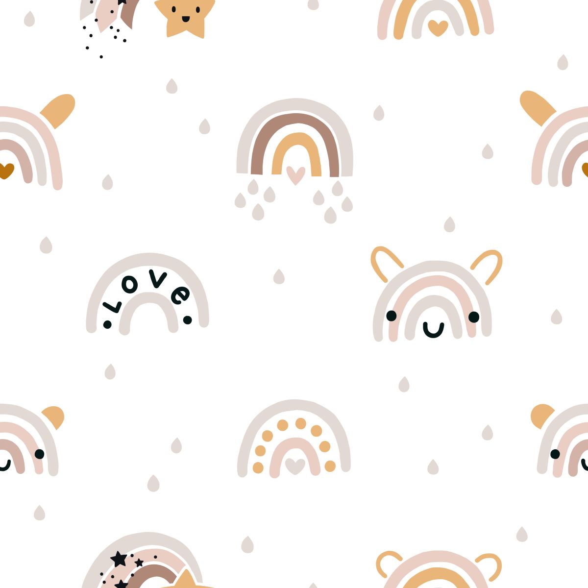 Beżowe tęcze na białym tle