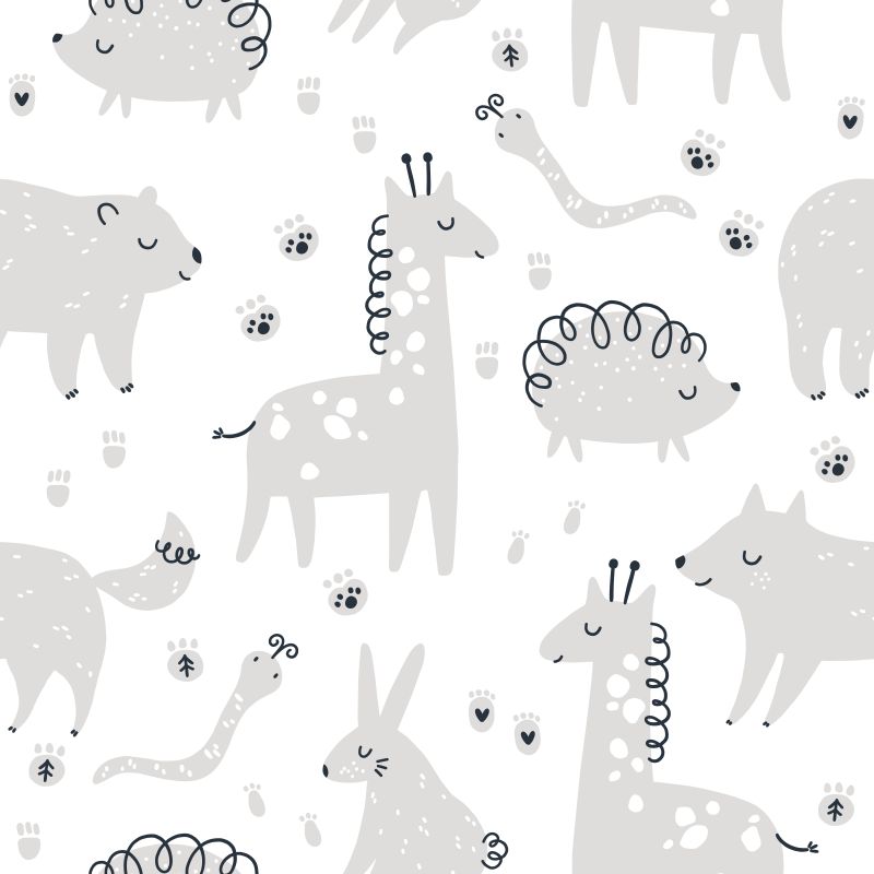 Zwierzęta i tropy na białym tle